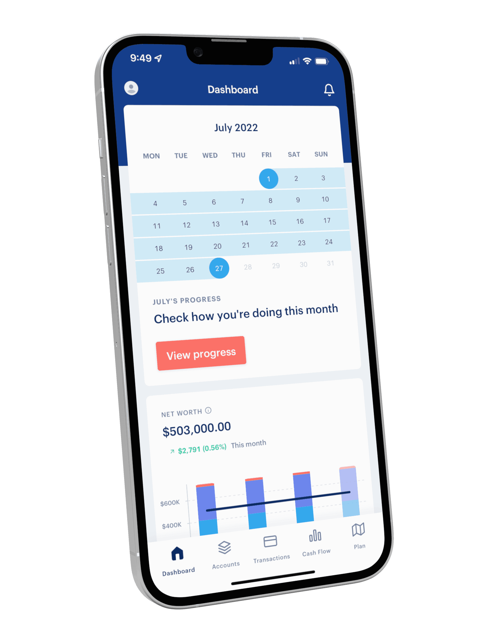 Dashboard with Monarch on mobile