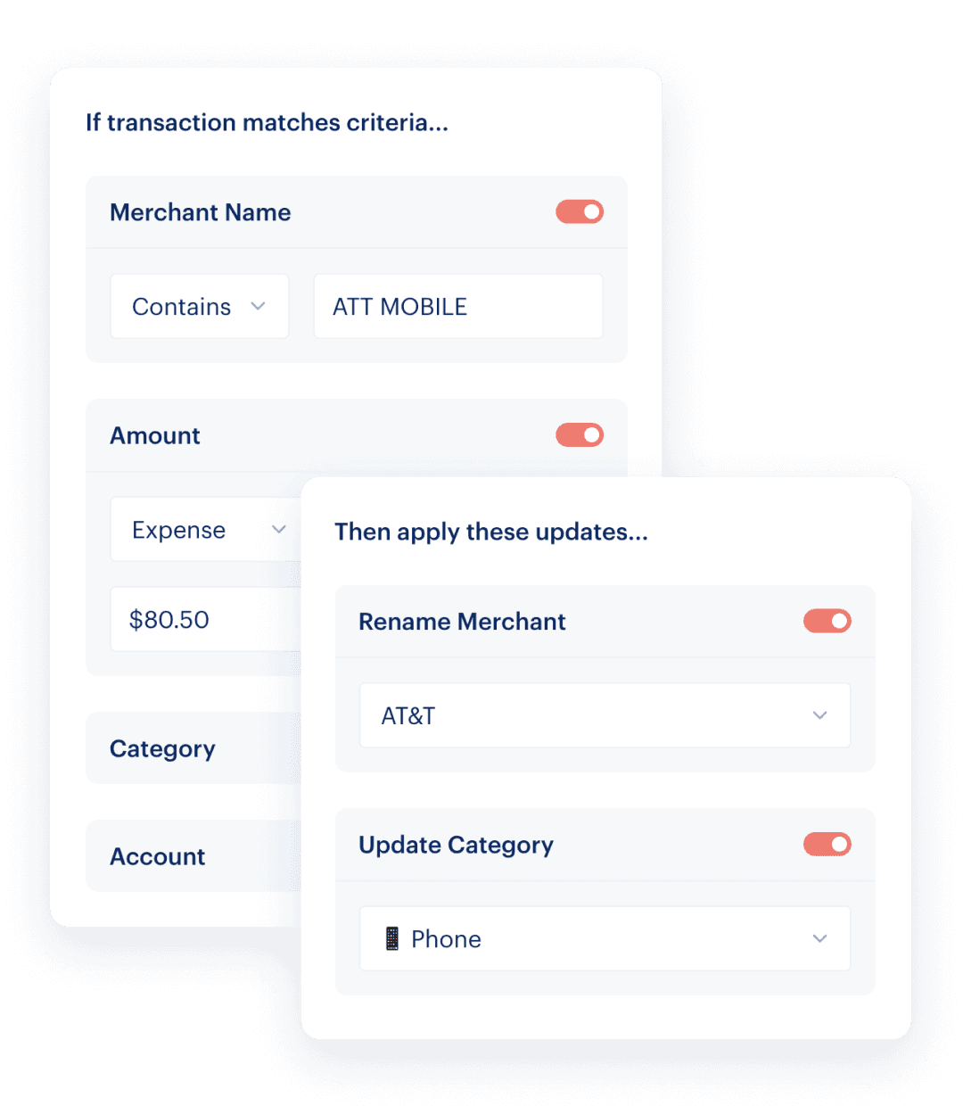 Transaction rules to keep everything organized