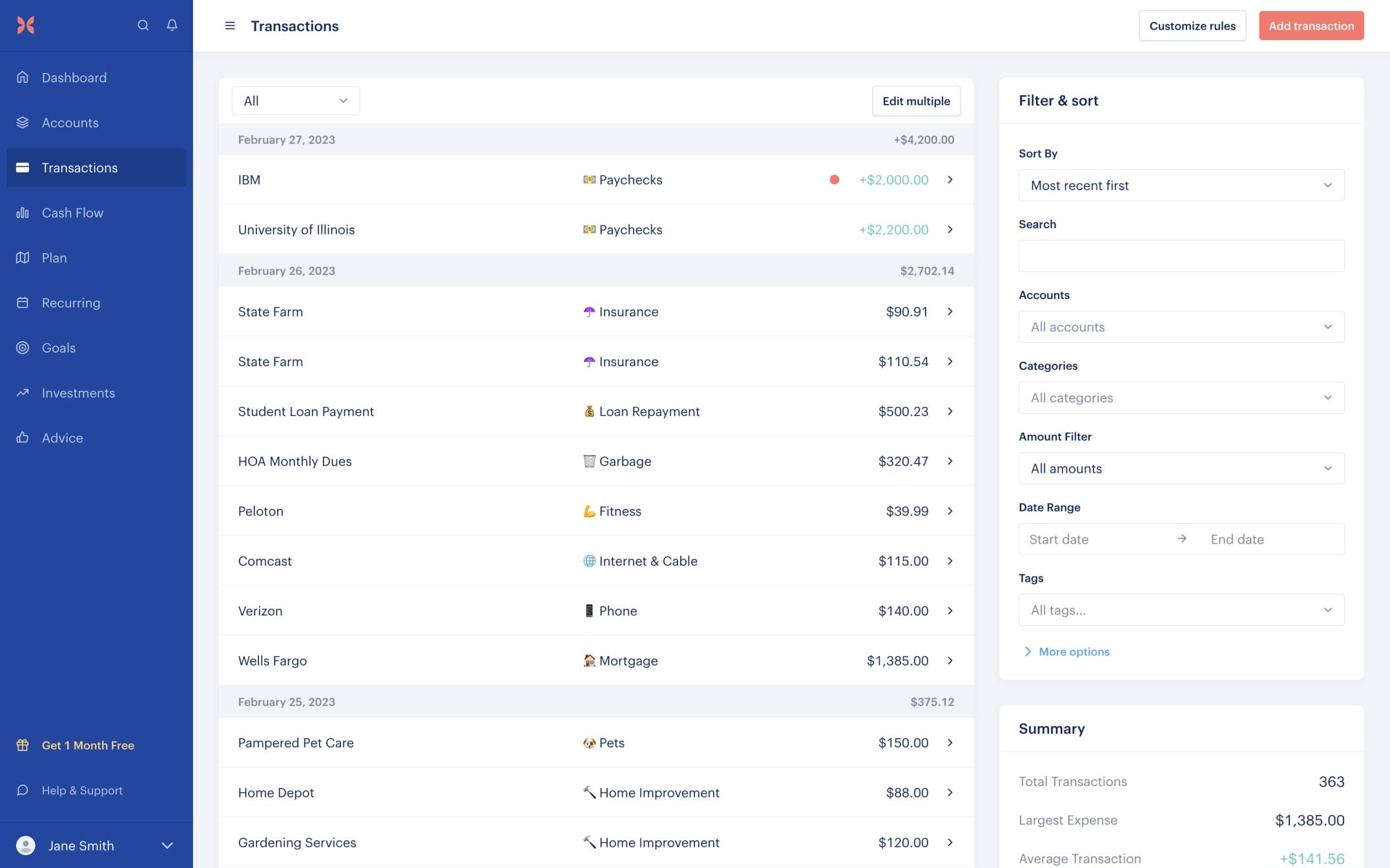 Transactions with Monarch on web