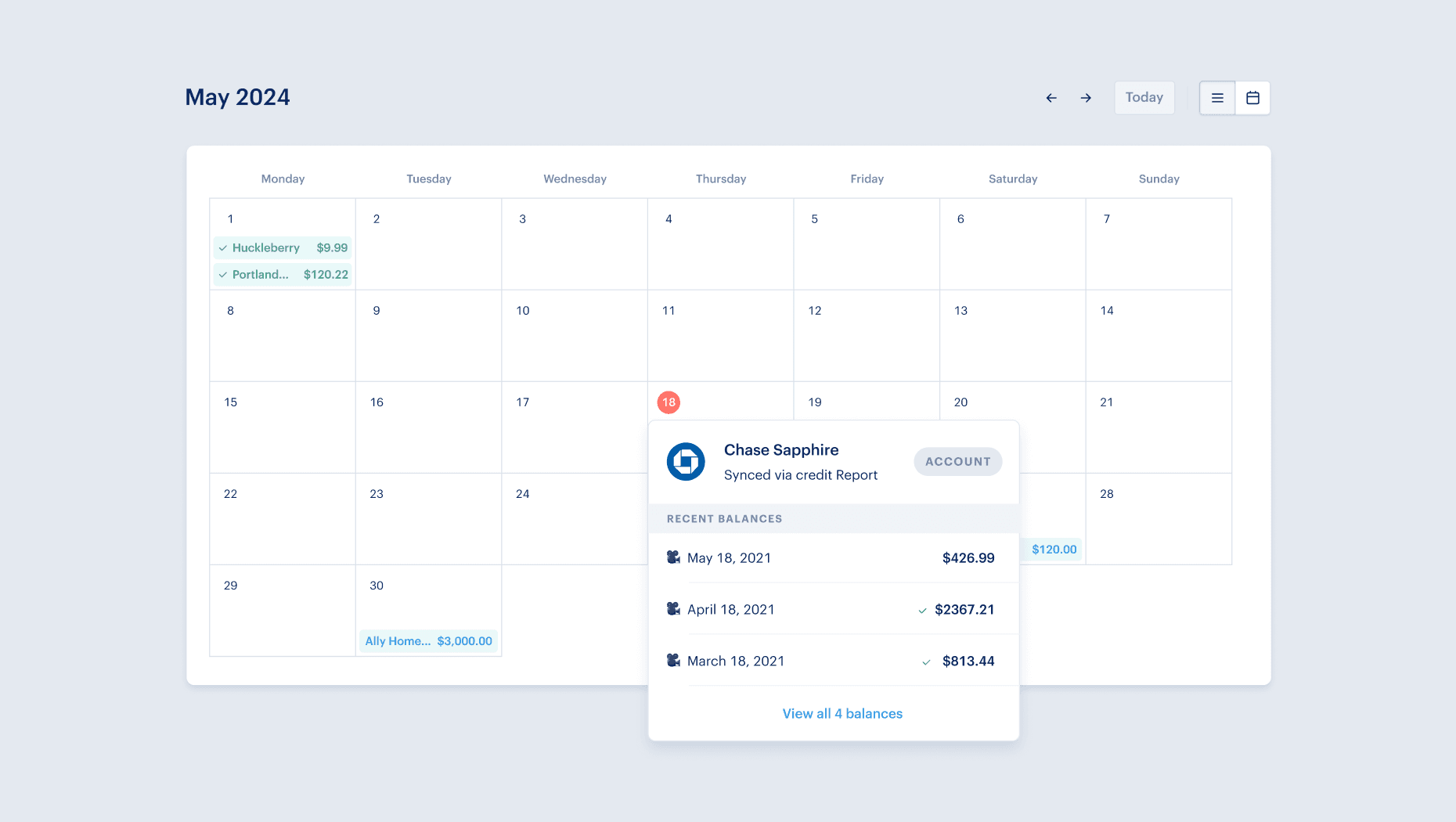 WIP calendar view